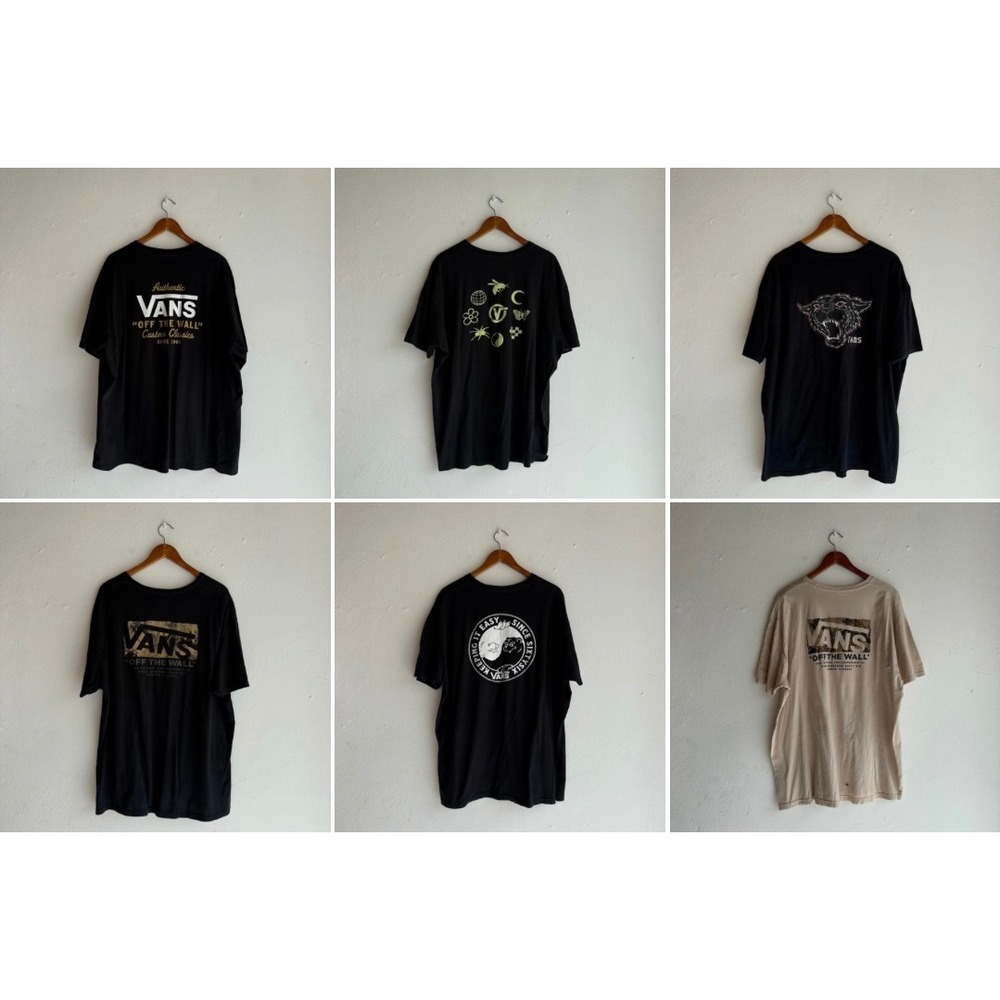 5pc Vans Men's XXL Graphic T-Shirt Bundle Black Skate Shirts + Freebie